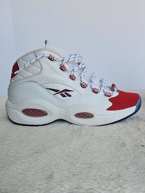 ​Reebok Question Mid OG Red Toe Allen Iverson Basketball Sneakers Size 10.5